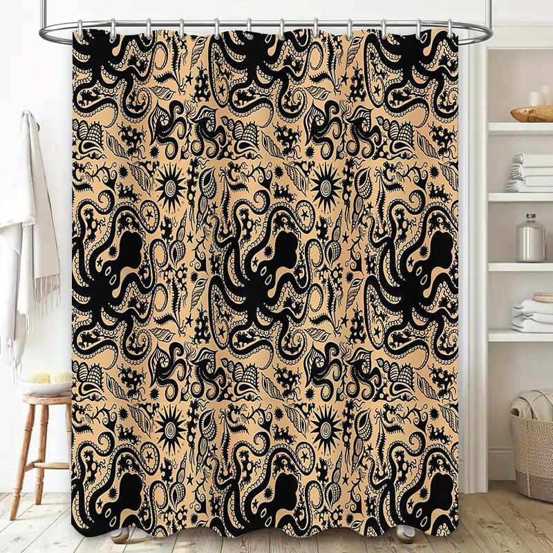 Elegant Floral Shower Curtain Vintage Botanical Pattern Bathroom Decor Waterproof Fabric Backdrop Washable Modern Style