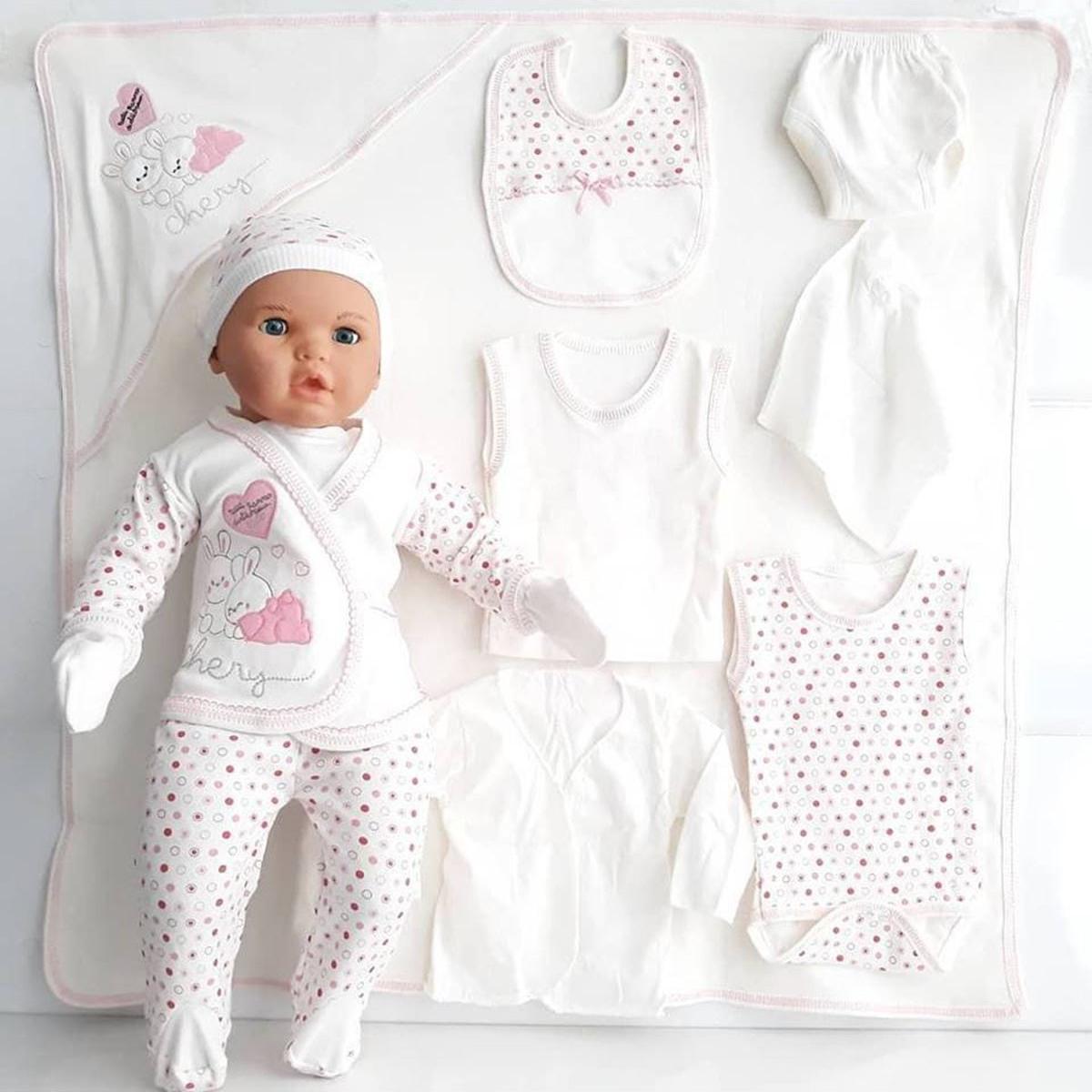 

Набор из 11 предметов для новорожденных Chery Pink Heart Rabbit Points 0-3 месяца