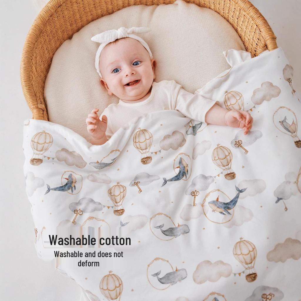 Large Cotton Swaddling Blanket for Baby & Newborn, Removable Liner, Dual-Use for Autumn/Winter, Washable, for Children.