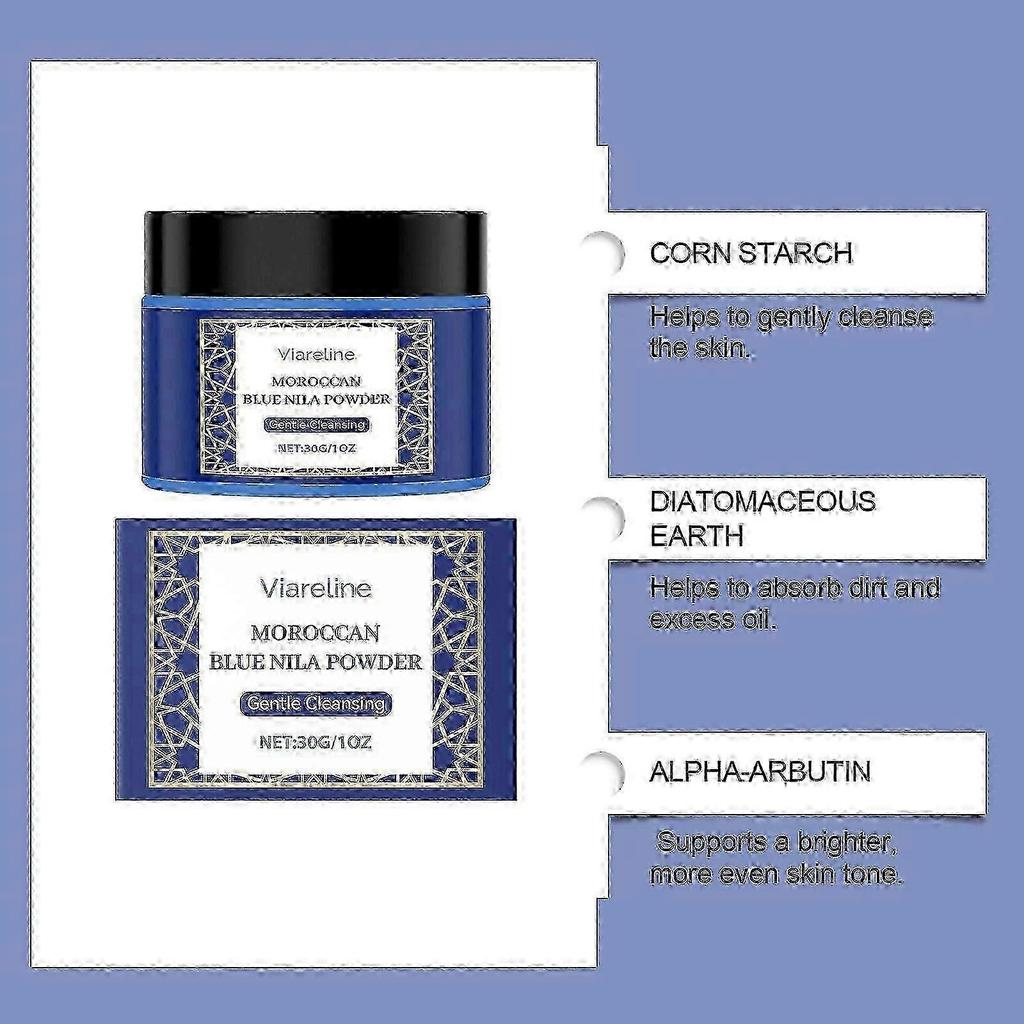 Nila Powder for Skin, Moroccan Nila Facial Mask, Brightening & Skin Smoothing Clay Mask with Indigo Powder, Nila Powder for Skin Nourished an
