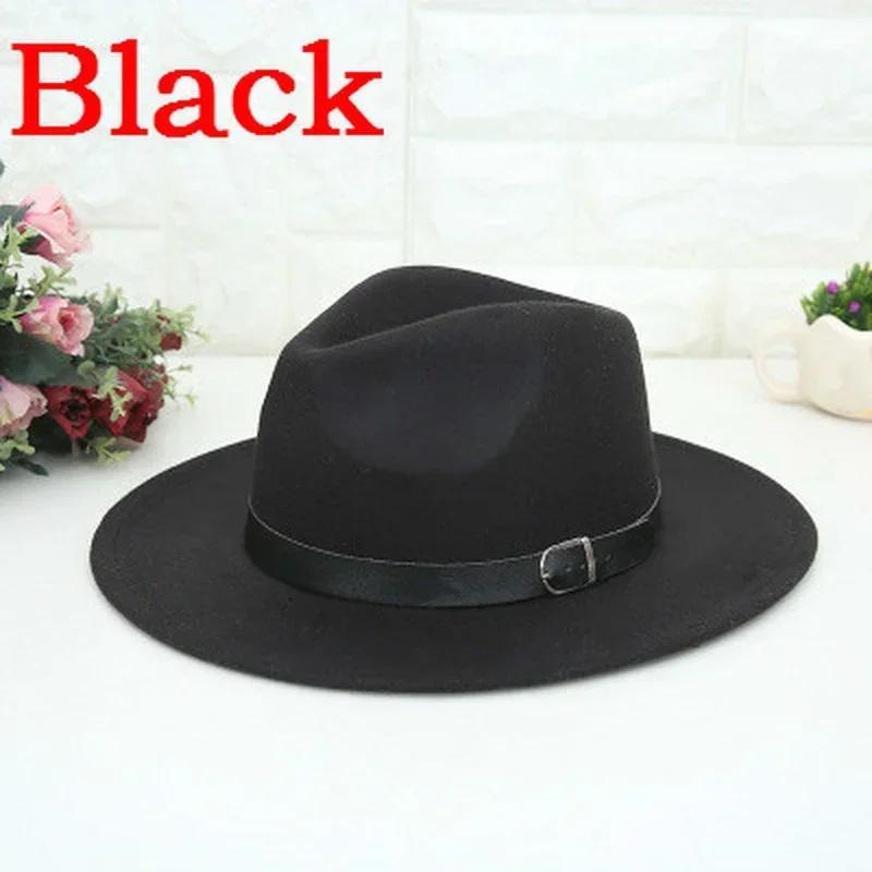 Fashion Western Cowboy Men's Hat English Style Woolen Hat Flat Top Flat Brim Black Top Hat European American Hats Accessories