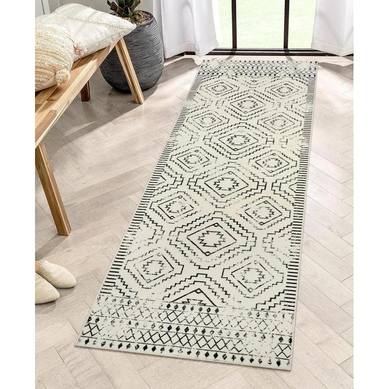 Southwestern Tribal Geometric Area Rug, Vintage Non Slip Washable Durable Mat For Entry Hall Kitchen Bedroom Home Decoration