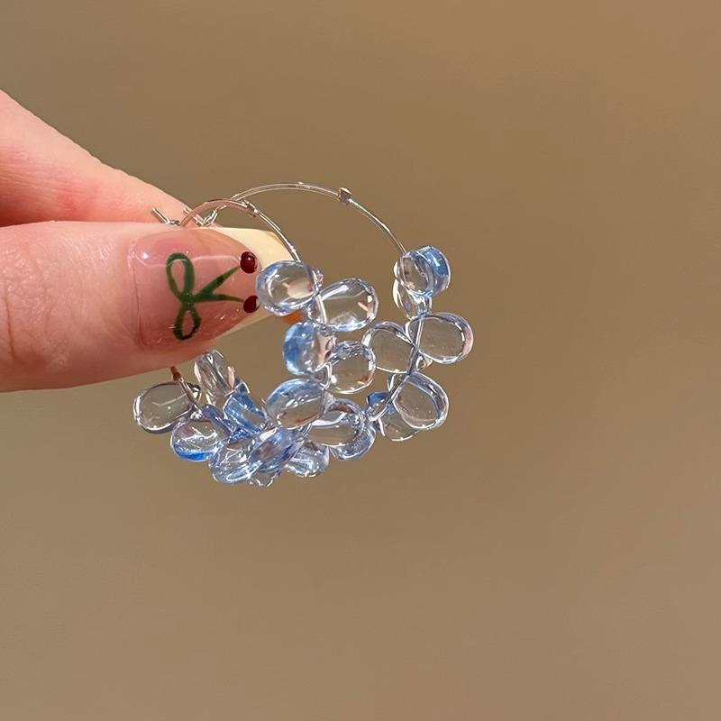 Small Fresh Glass Beaded Water Drop Fringed Earrings Simple Fashion High Sense Earrings Niche Temperament Versatile Earrings