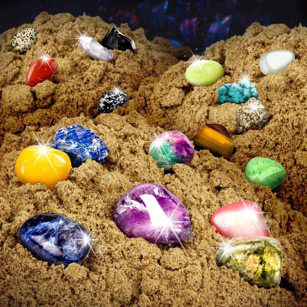 XXTOYS Gemstone Excavation Crystal Discovery Christmas Crystal Ore Kids Geology Gift Kit, Toy, Kit, Gift, Mining, Specimens, Amethyst, 18-Piece Set,