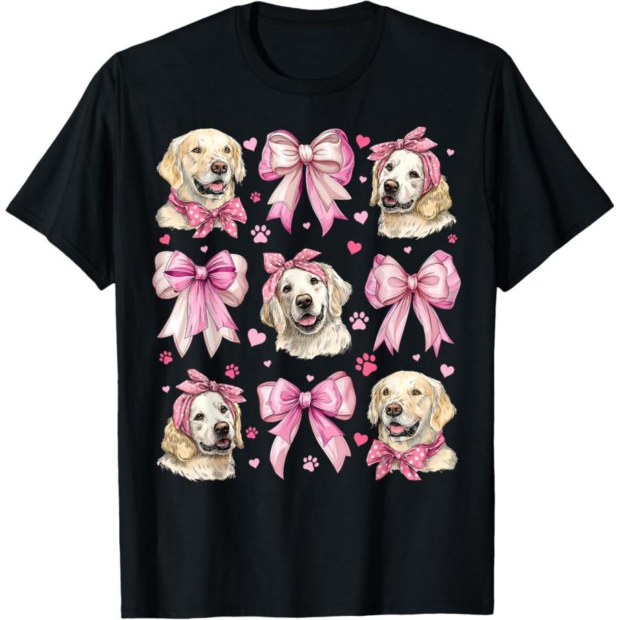 

Golden Retriever Dog Mom Girl Coquette Bow Pink T-Shirt XXXXXL чорний