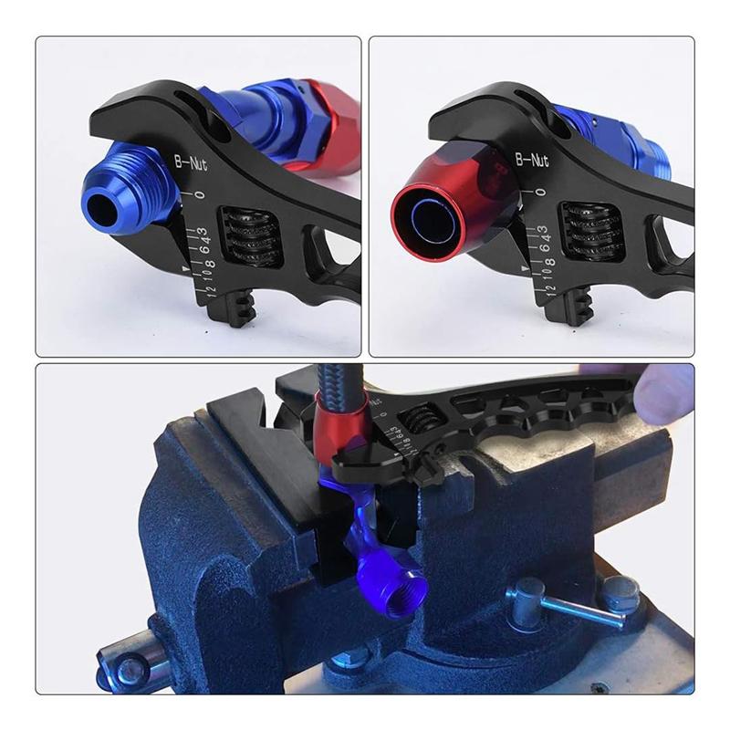 Adjustable An 3 4 6 8 10 12 Aluminum WRENCH HOSE Spare Parts Fitting Tool Aluminum Spanner Hose Fitting Tool Spanner Black