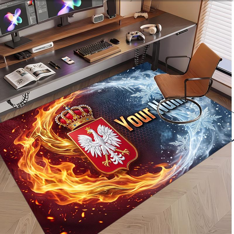 Tappeto in Velluto di Cristallo Personalizzato Modello Calcio Polonia Tappetino Antiscivolo per Pavimento