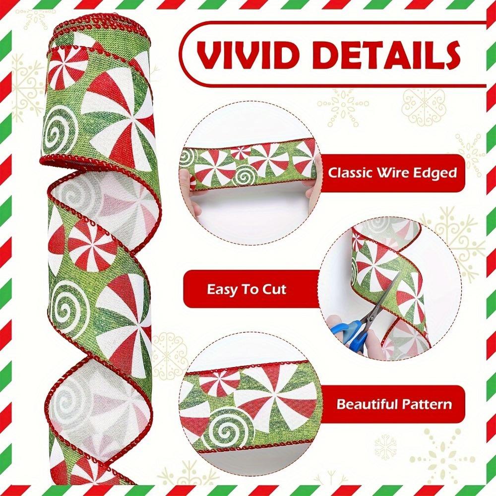 2rolls Christmas Candy Mint Thread Edging Ribbon Wide Christmas Candy Ribbon Burlap Ribbon Diy Craft Wreath Christmas Tree Decoration Gift Wrap Party