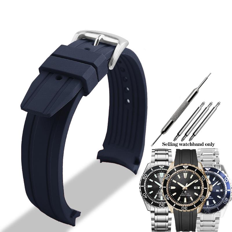 

22 мм гумовий вигнутий ремінець для годинника Citizen Light Kinetic Energy BN0190 BN0191-80LBN-17E Дайвінг BN0193 Чоловічий силіконовий ремінець для годинника 22mm
