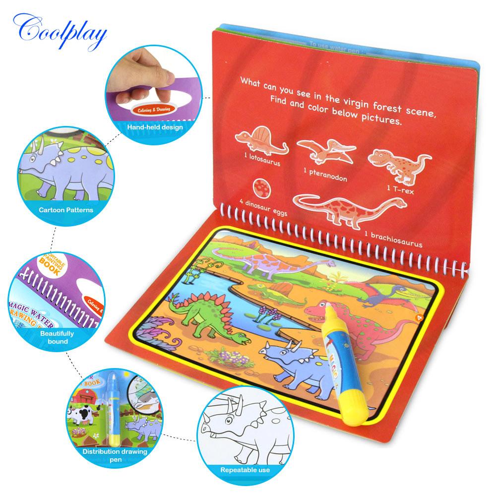 Magic Water Drawing Book Coloring Book Doodle & Magic Pen Painting Drawing Board For Kids Toys Birthday Gift