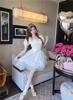 Fairy Fungus Edge Square Collar Dress, Female Spring and Summer New Princess Style Waist Fluffy Cake Dress