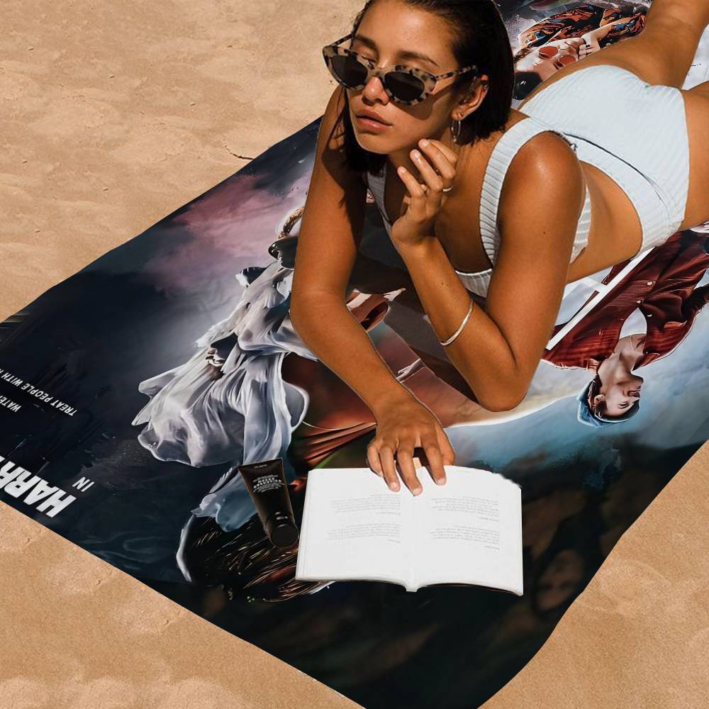 Famous Pop Singer Harris_Styles Black Microfiber Beach Towel Absorbent Quick dry Soft Swimming Resort Mountain Climbing Towel