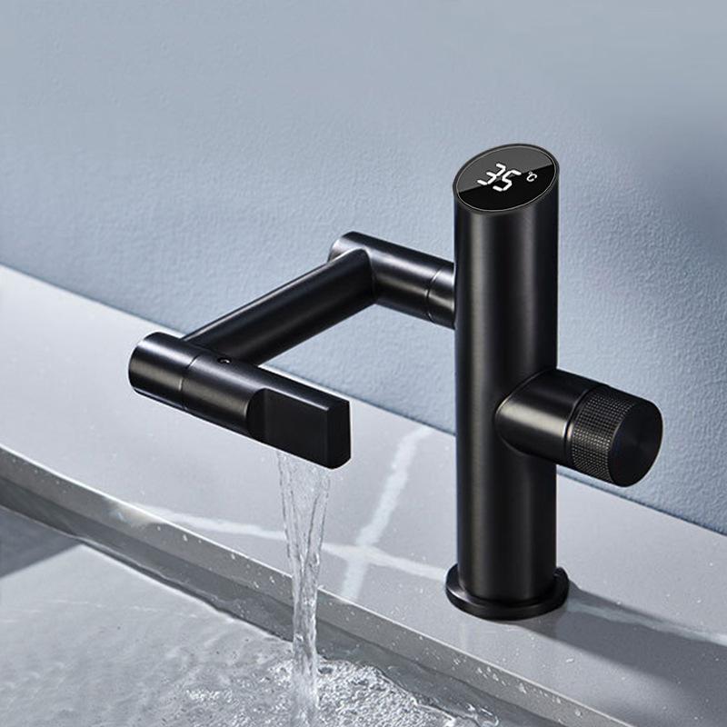 Modern Intelligent Digital Display Waterfall Taps Sink Faucet 1080 Degree Basin Faucets Bathroom Faucet Hot and Cold Water Mixer
