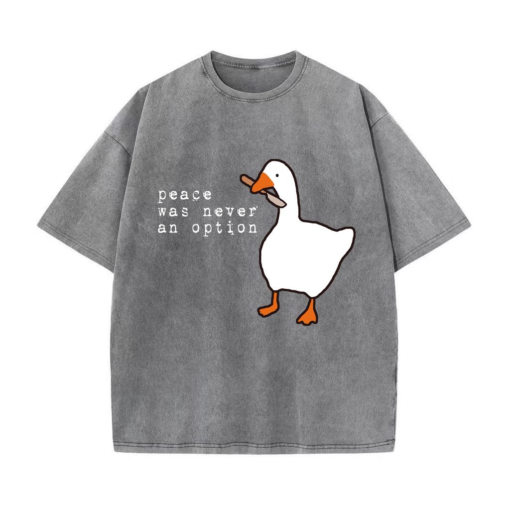 Mír nikdy nebyl možností Retro prané vintage tričko s potiskem Vtipné oversized topy Harajuku Klobouk Šňůrka Tričko