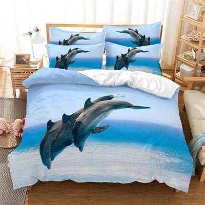Zestaw poszwy na kołdrę Dolphin Diving 3d Druk cyfrowy Pościel Modny design Poszwa na kołdrę Zestawy pościeli Zestaw do łóżka