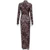 Women's Printed Round Neck Long Sleeve Sexy Spice Club Fashion Senior Leopard Print Sheath Dress