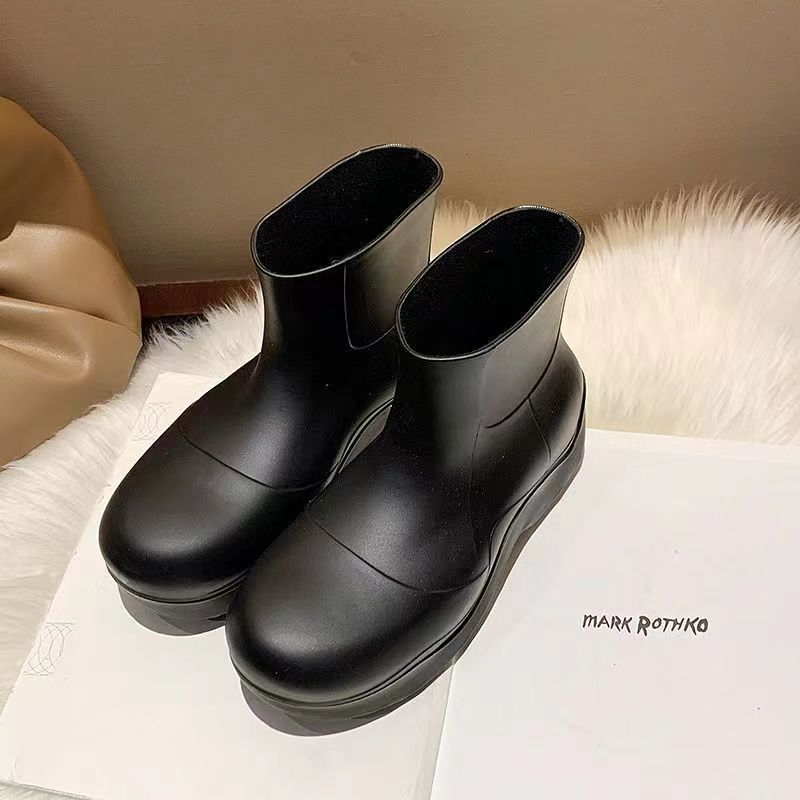 Damen Regenstiefeletten, wasserdichte Freizeitschuhe, große rutschfeste Stiefeletten, dicke Sohle, feste Stiefel