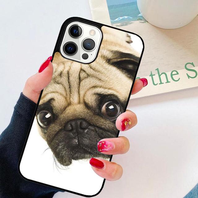 Animal Black Pug Close Up Phone Case Cover For iPhone 17 Air 15 16 14 Plus Apple 11 12 13 Pro Max Coque