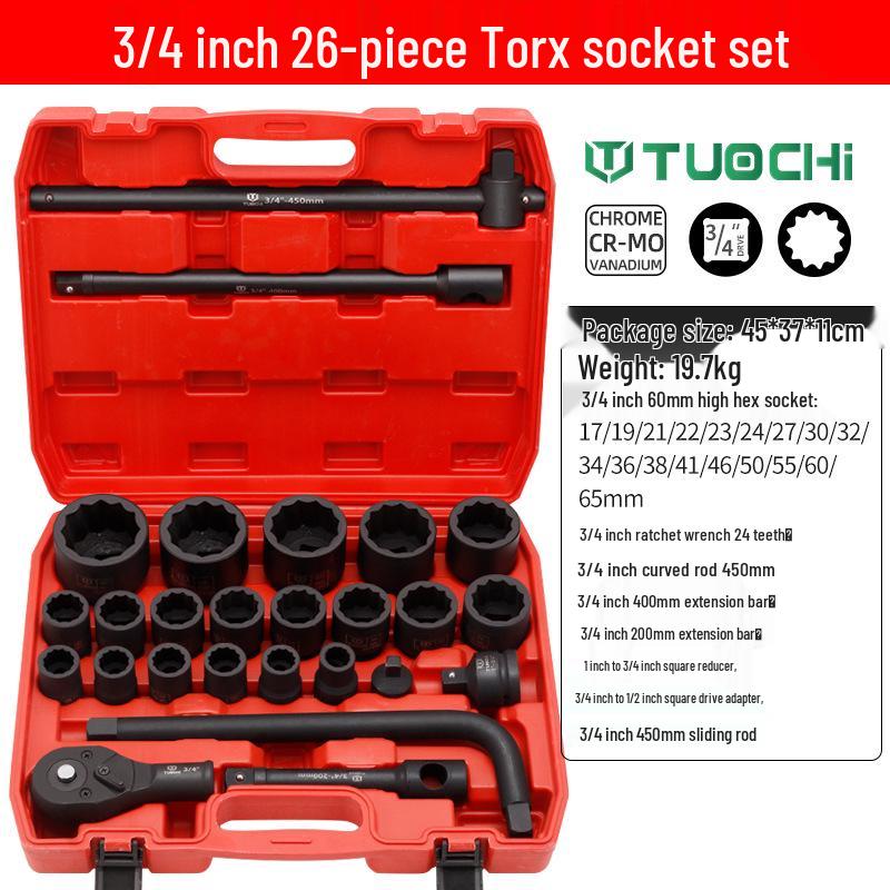 Heavy Duty 26-Piece 12-Point Socket Wrench Set for Auto Repair
