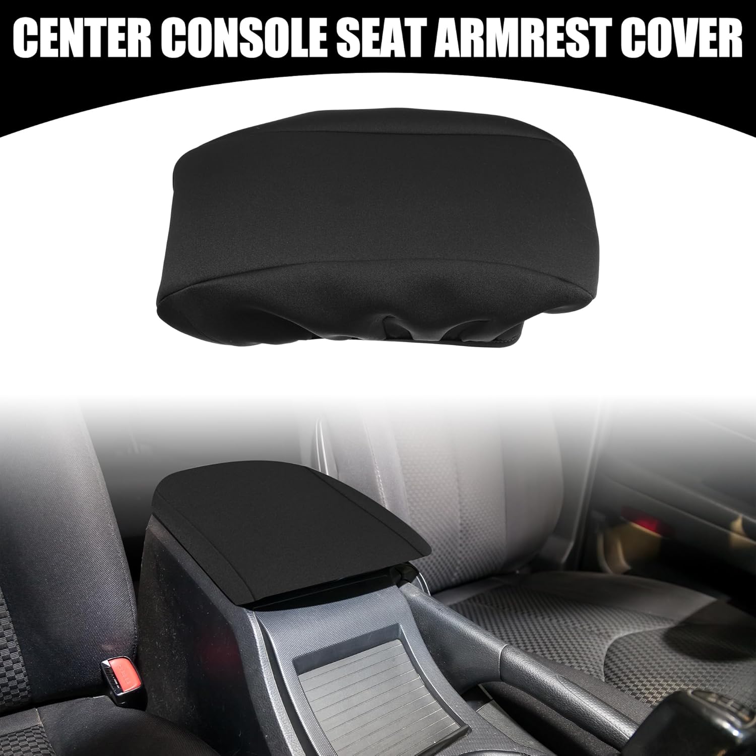Center Console Lid Armrest Cover - Car Center Armrest Cover Skin - for Jeep Grand Cherokee 2010-2021 Neoprene Black - 1 Pc
