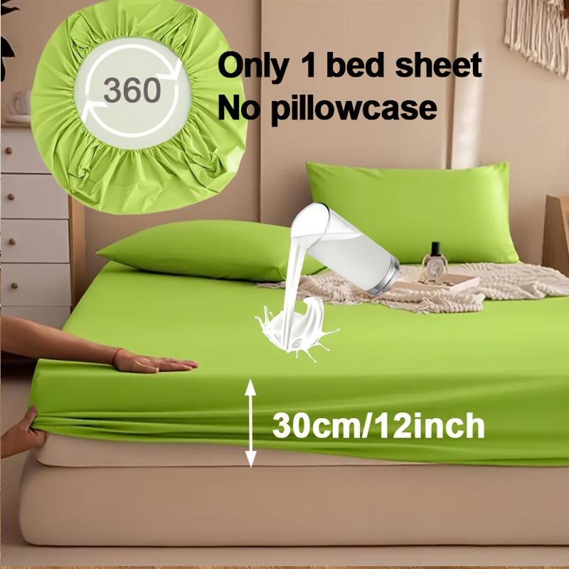 1pc Bed Cover Non-Slip Fitted Sheet Solid Color Wear-Resistant, Urine-proof, Super Soft Comfortable Bedding, Machine Washable, Suit for Mattresses30cm