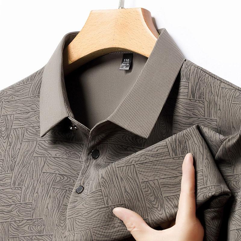 Herren Frühling und Sommer Dünner Abschnitt Einfarbig Revers Stretch Lose Vielseitiges Hemd Erfrischendes Poloshirt Kurzarm