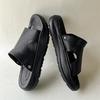 Sandals new wear versatile casual soft bottom anti-skid slippers beach shoes 651201 black-J