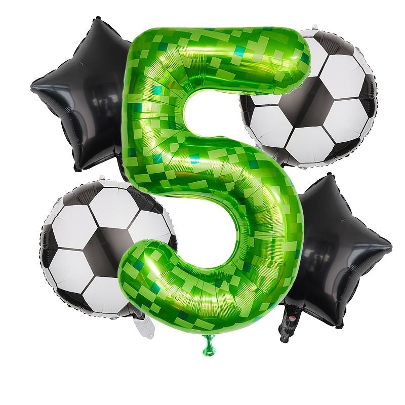 5pcs 40inch Pixel Number Balloons Set/Soccer Theme Birthday Balloons with Helium Valve/Aluminum Film Material/Ideal for Birthday