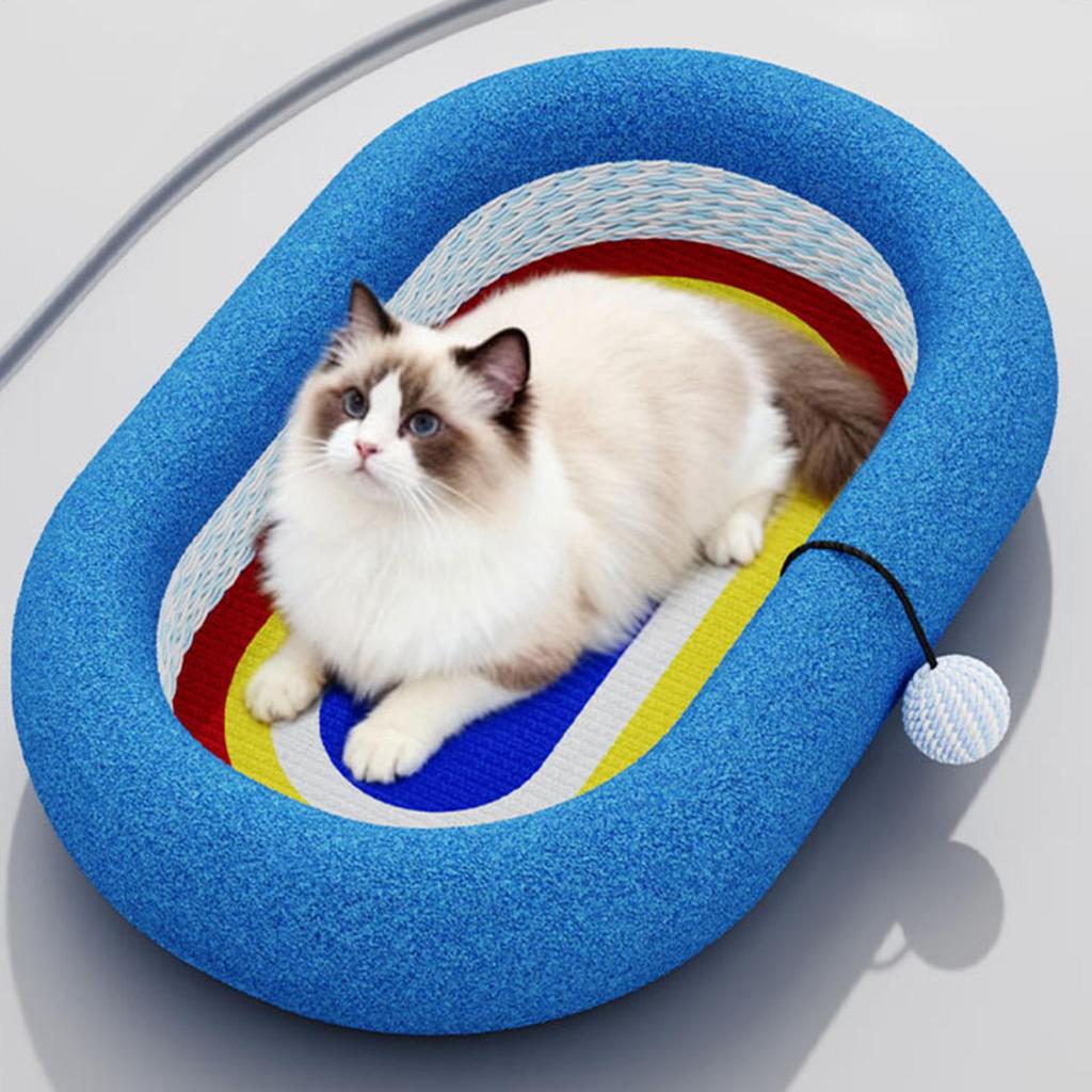 Scratch Pad For Cats Oval Bed With Ball Kitten Scratcher Mat Furniture Protector For Small Large Breed Balcony Living Room