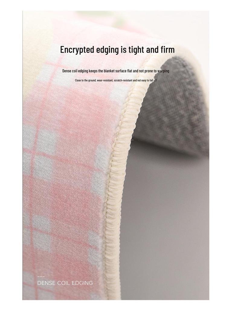 Niedliche Plüsch-Bodenmatte für das Schlafzimmer von Kindern – schmutzabweisend, dick, langes Streifendesign für das Bett