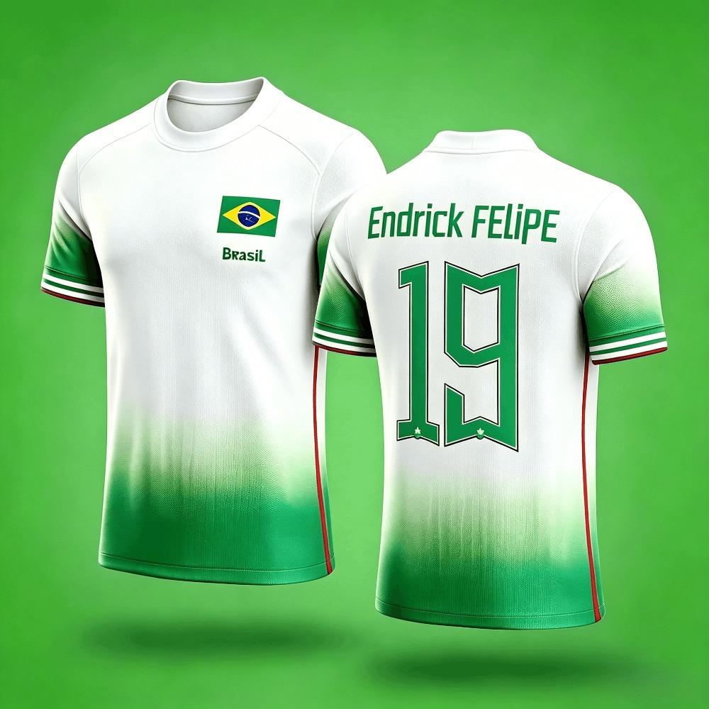 Huiteng12 2026 Summer Brasil Print Football Jersey Men's Casual Breathable Short Sleeve Men Sports Training T-shirt Women Short Sleeve 2XL