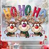 Glass Door Decor Christmas Static Cling Window Stickers, Cartoon Reindeer HOHOHO Art Decals, Surface Embellishments Festive Holiday for Home