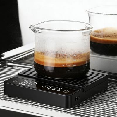 Coffee Scale with Timer 0.1g High   Rechargeable Coffee Scale with Backlit Screen Anti Slip Mat Black