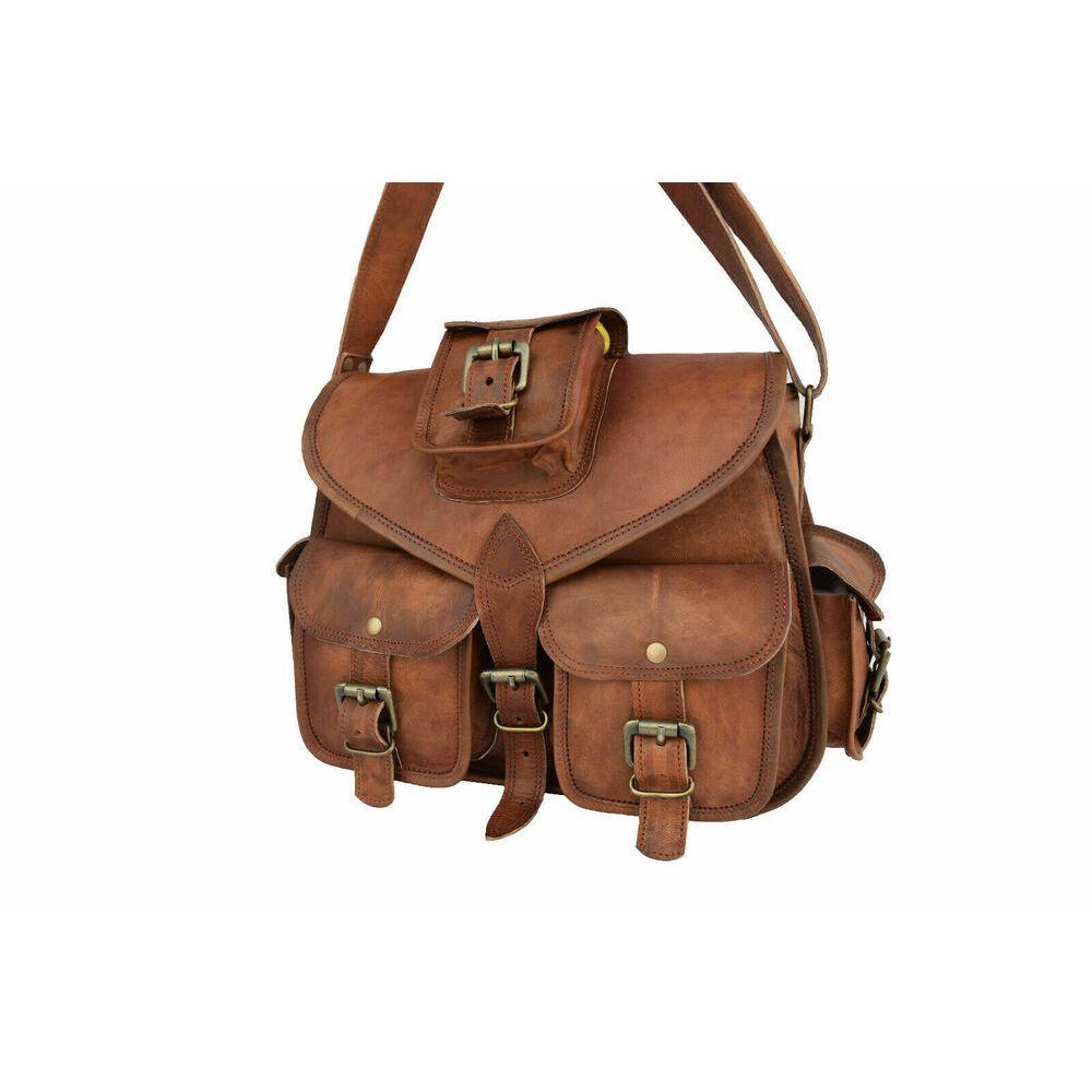 Distress Brązowa Skórzana Torba Damska Torebka Listonoszka Torba Na Ramię