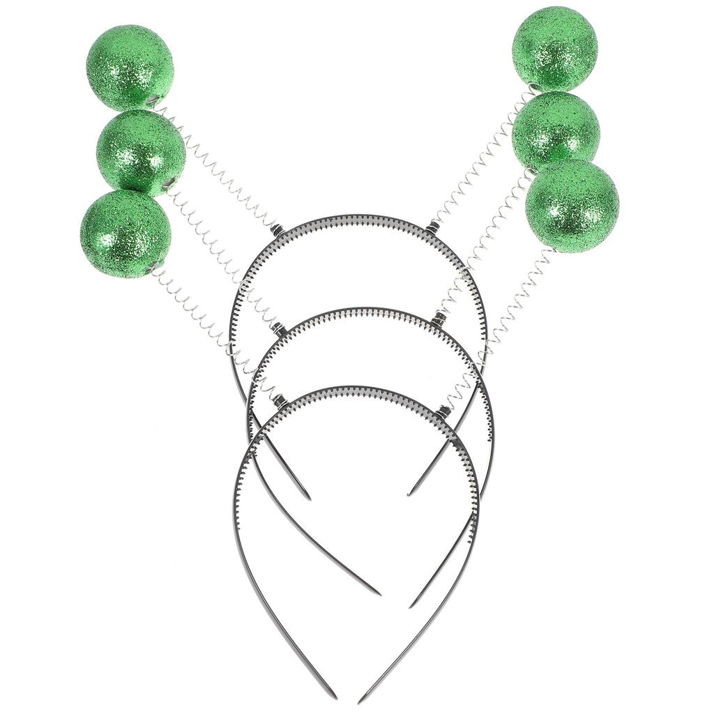 3Pcs Foam Ball Hair Hoop Green Christmas Party Headwear for Adults Holiday Celebration Fun Accessory Gift