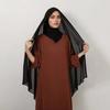 Newest 2 IN 1 High Quality Solid Color Chiffon Scarf Hijab With Niqab Set Instant Headscarf And Under Cap For Muslim Woman