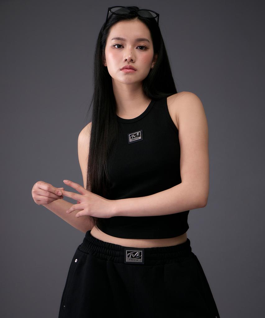 Mihag Metal Plate Crop Sleeveless (Black)