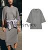 Autumn New Women's Clothing Idle Style Round Neck Pure Color Loose Plain Short Sleeve Knitting Tops 2142189