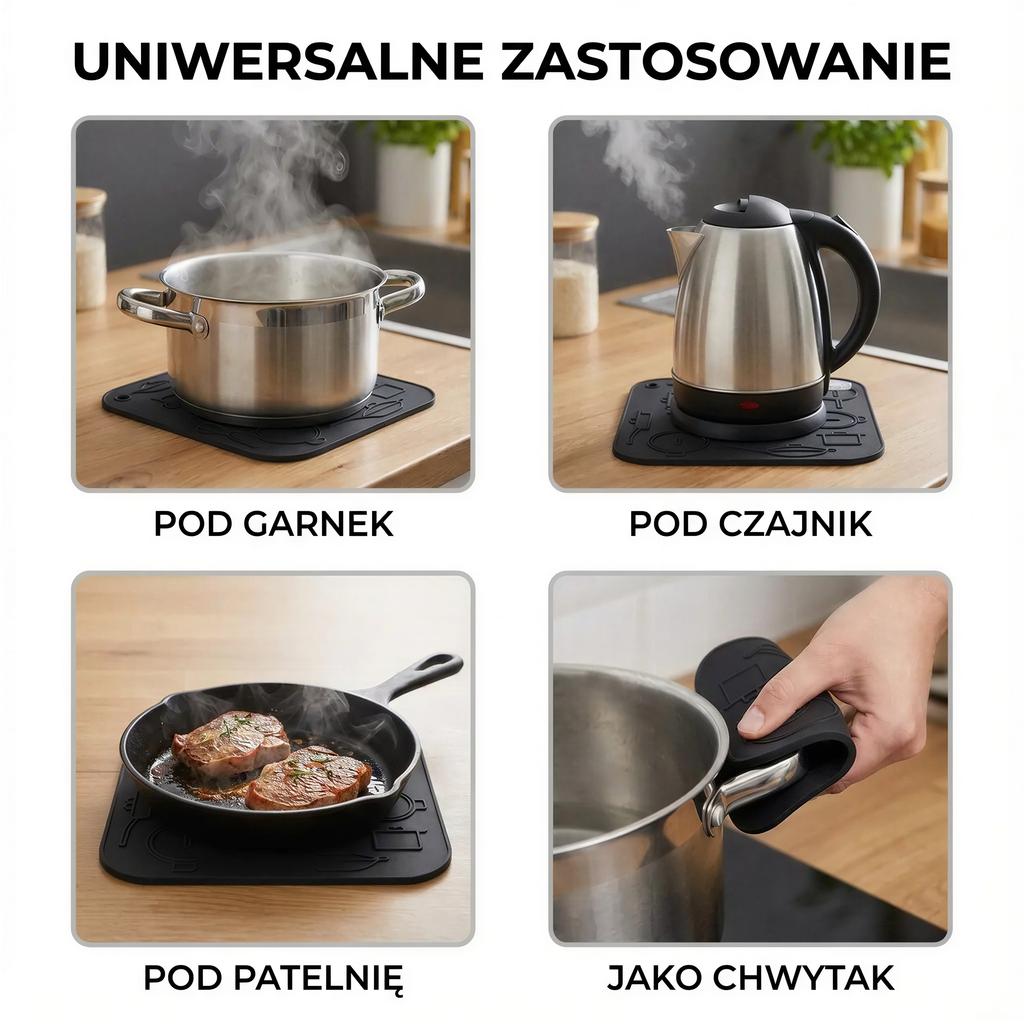 ANTI-SLIP SILICONE PROTECTIVE PAD FOR HOT POT, BLACK 17cm
