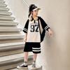 Summer Casual Girls Contrast Striped Preppy T-Shirt Tops+Short Pant Sets School Kids Tracksuit Child 2PCS Outfit 5-16Yrs