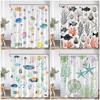 Nautical Cartoon Shower Curtain Tropical Fish Starfish Shell Seaweed Coral Underwater Bathroom Decoration Polyester Bath Curtain
