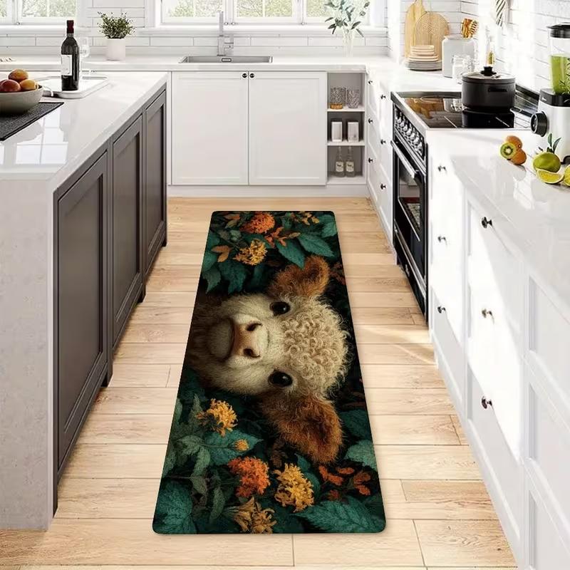 Highland Cow Pattern Floor Mat Non Slip Waterproof Washable Rug for Kitchen Living Room Laundry Room Entryway Home Decor