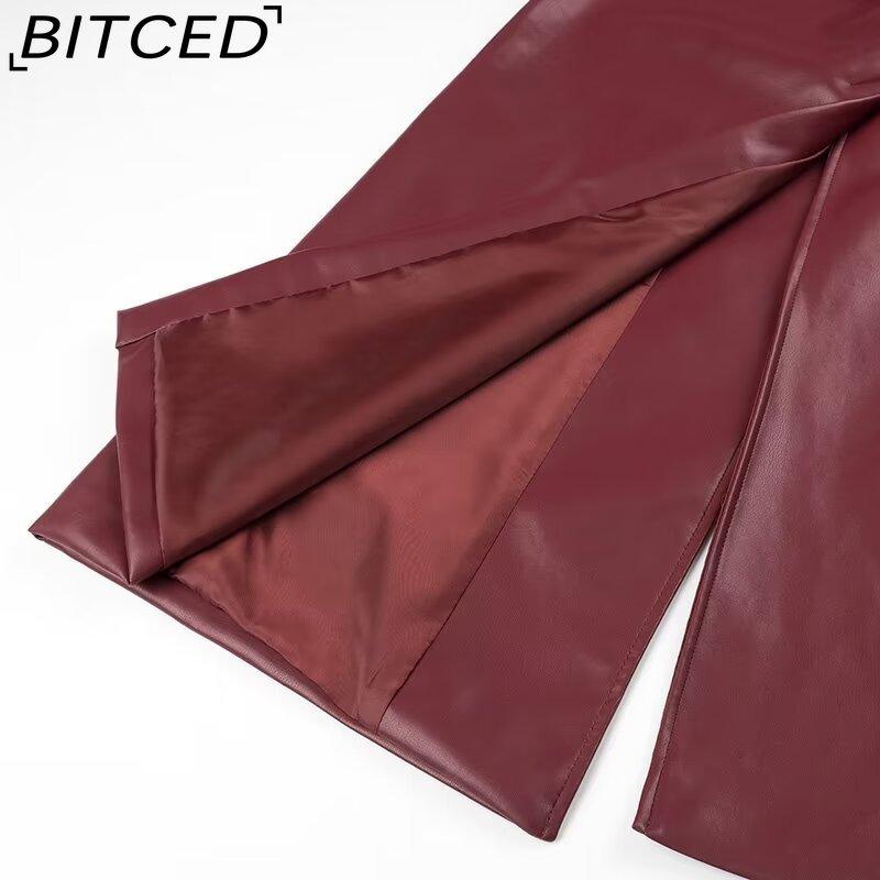 BITCED Women's Spring/Autumn Plus Size Oversized Casual Fashion Long Leather-Style Trench Coat