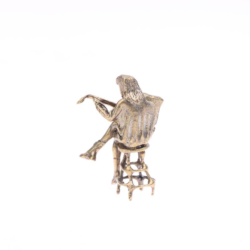 Bar Retrò Figura Bambola Chitarrista Donna Statua Ottone Vintage Modello Mini Figura Artigianale Ornamento da Scrivania Ufficio Decorazione Casa