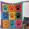Colorful Pet Paw Print Pattern 2D Digital Print Flannel Blanket Comfortable Soft Warm and Anti-Pilling Bed Blanket Sofa Blanket
