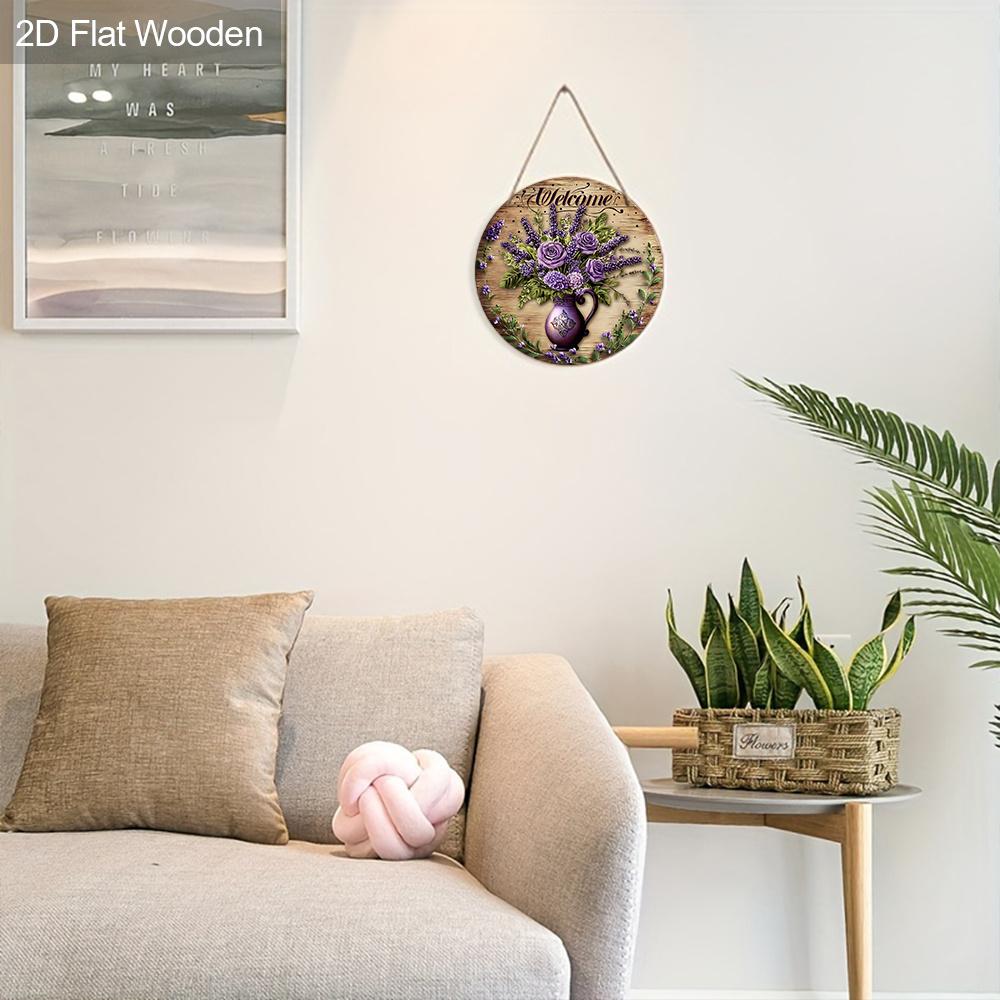 Wooden Lavender Rose Welcome Sign - Charming Home Decor, Perfect for Door, Wall, Home, Room, Farmhouse, Street, Shop, Garage, Bar, Garden, and