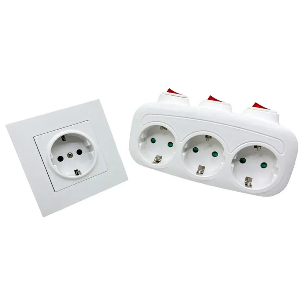 1 ks Evropská standardní zásuvka Převodník 16A/250V na 3 16A/250V 3-portový EU Napájecí adaptér s individuálními vypínači Příslušenství