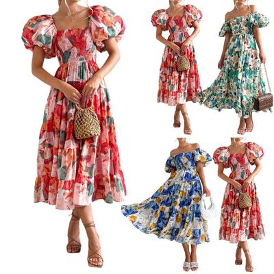 Ladies Summer Fashion High Waist Off Shoulder Dress