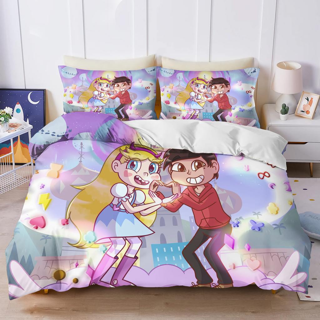 The Powerpuff Girls  Bedding Set Duvet Cover 3D Children'S Cute Printed Cartoon 100% Polyester 3-Piece Set 1 Quilt Cover