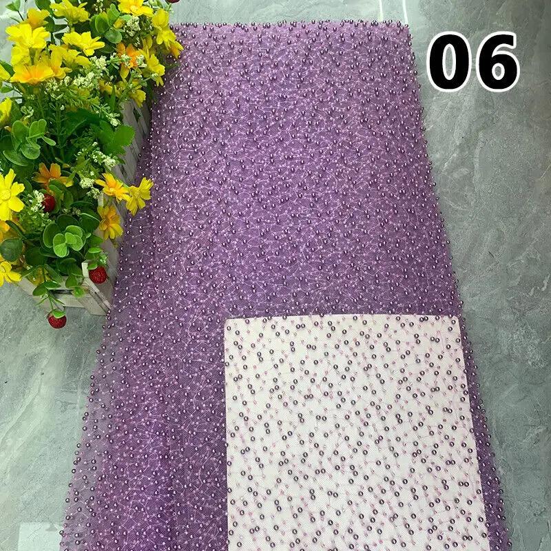 90x125cm Luxury Embroidery Pearl Sequin Loose Bead Fabric DIY Handmade Dress Material High Quality Handmade Pearl Beads Mesh